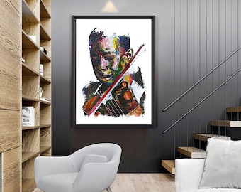 Shai Yossef unframed painting large print on canvas,wall art decor,decorative,portrait,Art -kid-music-Violin framed/stretched/rolled up)