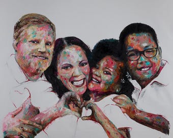 Custom Family & Couple Oil Portrait From Photo | Emotional Fine Art Painting on Canvas | Hand Painted by Artist Shai Yossef