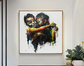 Shai Yossef love painting large print on canvas,decorative,portrait,Art,father and son,family,happy,fathers day