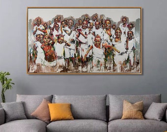 Impresión en lienzo de niños africanos: Niños sonrientes, decoración artística negra