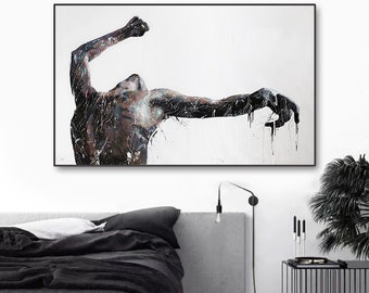 NEW ! Shai Yossef painting large canvas print African man dance,dancing ,movement,music art, black art,freedom,free,fly Art, bedroom