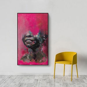 Oil painting large/small/medium print on canvas,BLACK PINK KID portrait,by Shai Yossef