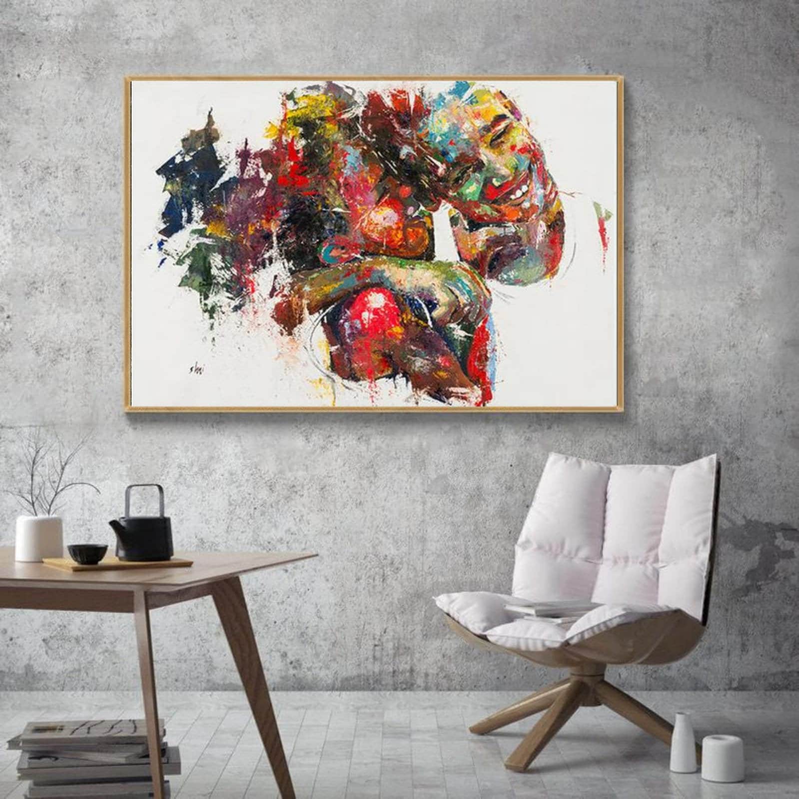 Brother and Sister Embrace Art Print: Shai Yossef Canvas Painting