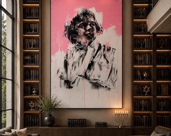 Original Jewish Boy Portrait Painting, Large Contemporary Oil Artwork, Luxury Judaica Fine Art, Collector Statement Piece by Shai Yossef