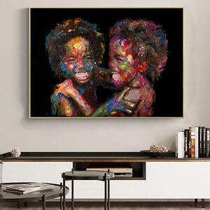 BEST GIFT Shai Yossef large/small print on canvas,portrait,kids happy picture children,mothers present,African art  (framed/unframed)