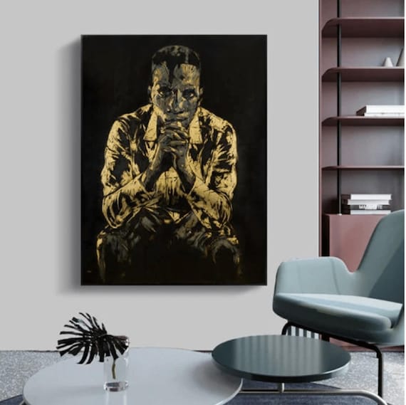Black and Gold African Man Portrait: Shai Yossef Canvas Print
