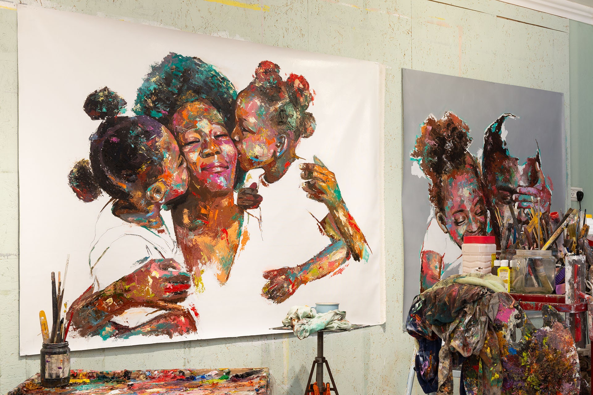 シャイ・ヨセフ作「母と娘」の油絵（110 x 150 cm） - Etsy 日本