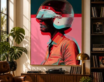 P.A.S.C.A.L Canvas Print  / Surreal Astronaut Portrait Wall Art, Contemporary Expressionist Painting, Modern Statement Decor