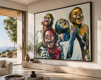 Happy African Kids Canvas Print • Black Joy Wall Art, Shai Yossef
