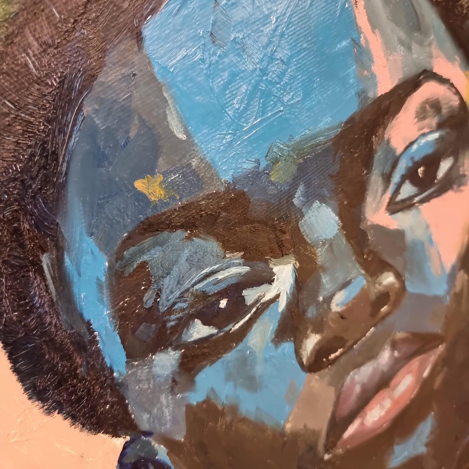 Original Textured Oil Painting: Confident African Woman Portrait