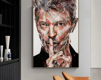 David Bowie portrait painting large canvas print, musician, singer, music, print on canvas, rolled/framed, Shai Yossef  art