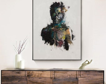 Black history month Extra-large print on canvas by the Artist Shai Yossef,portrait ,black art man racism ,black lives matter,FREEDOM