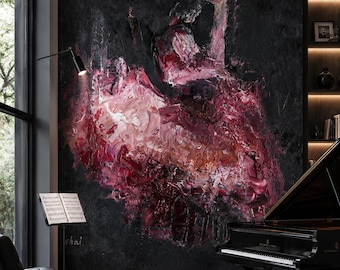 Dark Ballet Wallpaper Mural, Abstract Dancer Wall Art, Luxury Music Room Decor, Moody Statement Wall Mural