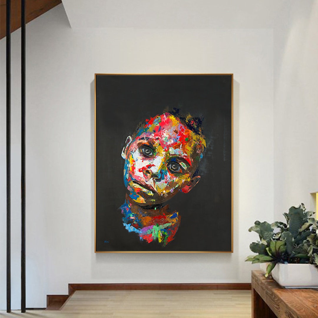 Boy Portrait Print: Colorful Abstract Child Art, Home Decor - Etsy