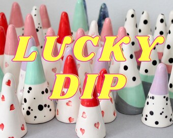 Ring cone LUCKY DIP,  ceramic glazed ring holders, mystery bundle, ceramic ring holder, Jewellery holder, ring tree,