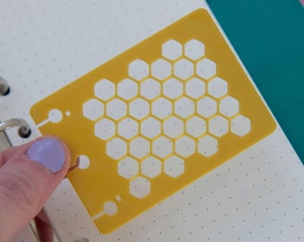 Mini planner stencil - zeshoek raster opsommingsteken stijl dagboek stencil - 3D-geprinte wekelijkse lay-out en maandelijkse tracker dot rastersjabloon