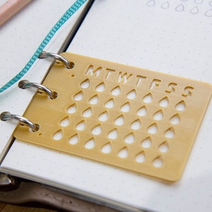 Mini Planner Journal Raindrop Grid Stencil - 3D Printed Weekly Layout Water Droplet Planner Stencil Template