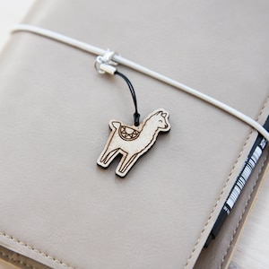 Cute Alpaca Planner Charm - Laser Cut and Engraved MDF Llama Charm with Clasp