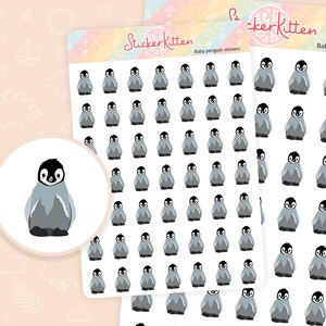 Pegatinas de pingüinos bebés - Lindas pegatinas de pájaros para agenda de StickerKitten UK