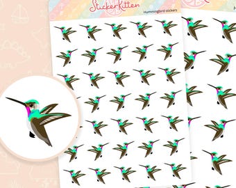 Hummingbird Stickers - Cute Bird Planner Stickers by StickerKitten UK