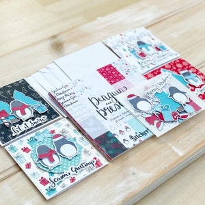Penguins Christmas Card Making Kit - zum Selbermachen von Weihnachtskarten, DIY Weihnachtsbastelset mit Papier, Karten und Topper