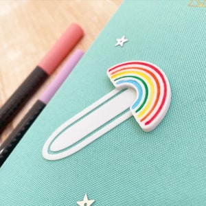 Rainbow Planner Clip - 3D-Printed Hand-Painted Eco PLA Journal Page Marker, Bookmark, Paper Clip