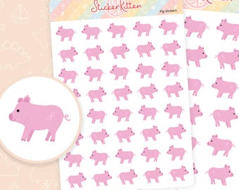 Pig Stickers – Cute Farm Animal Planner Stickers by StickerKitten UK
