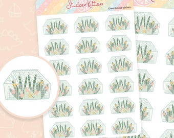 Greenhouse Stickers - Cute Gardening Planner Stickers, Glasshouse Stickers, Garden Stickers, Terrarium Stickers by StickerKitten UK