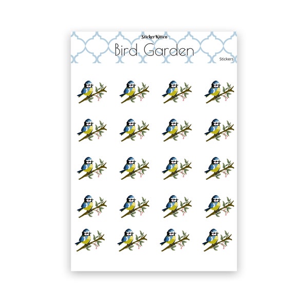 Cute Bird Stickers – StickerKitten Bird Garden Blue Tit Planner Stickers / Envelope Seals