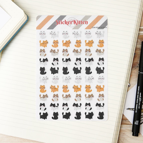 Kitten Stickers - Cute Cat Planner Stickers by StickerKitten