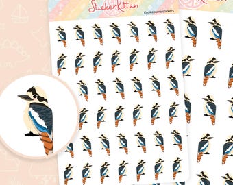 Kookaburra Stickers - Cute Bird Planner Stickers by StickerKitten UK