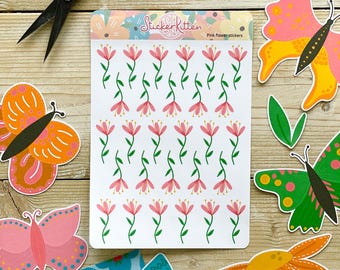 Pink Flower Stickers – floral planner stickers, journal stickers, deco stickers, garden stickers, botanical stickers