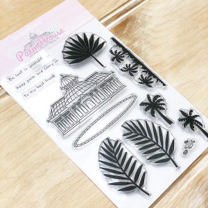 Palm House stamps - photopolymer clear happy plant stamp set by StickerKitten, UK