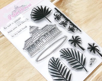 Palm House stamps - photopolymer clear happy plant stamp set by StickerKitten, UK