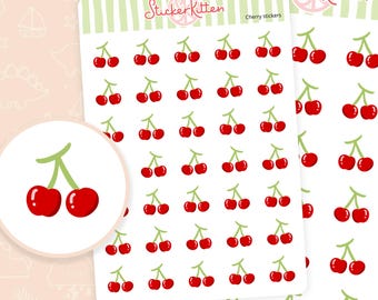 Cherry Stickers - Cute Summer Fruit Planner Stickers by StickerKitten UK