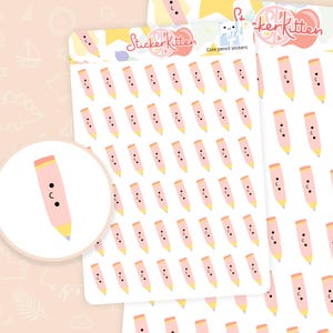 Bleistift Aufkleber - Niedliche Bleistift Aufkleber, Aufkleber für Lehrer, Schulanfang Aufkleber von StickerKitten UK