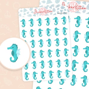 Seepferdchen Aufkleber - Niedliche Meeresbewohner Planner Aufkleber von StickerKitten UK