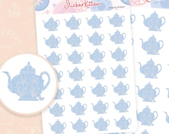 Teapot Stickers - Cup of Tea Planner Stickers, Hot Drink Stickers, Tea Party Stickers, Afternoon Tea Stickers, Cuppa Stickers, Pot of Tea