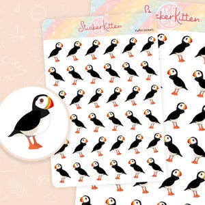 Stickers macareux - Stickers oiseaux mignons, Stickers oiseaux côtiers, Stickers oiseaux britanniques par StickerKitten FR