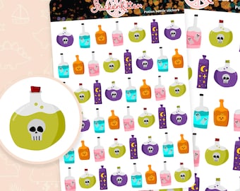 Potion Bottle Stickers - Cute Halloween Planner Stickers by StickerKitten UK
