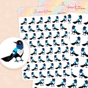 Stickers pie - Stickers d'organisation d'oiseaux mignons, Stickers oiseaux de jardin, Stickers oiseaux britanniques par StickerKitten FR
