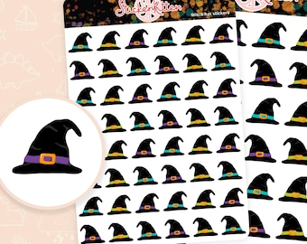 Witch Hat Stickers - Cute Halloween Planner Stickers, Witch's Hat Stickers by StickerKitten UK
