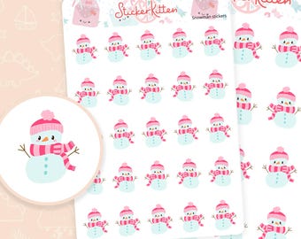 Snowman Stickers - Cute Christmas Planner Stickers, December Deco Stickers, Kawaii Christmas Journal Stickers, Winter Stickers