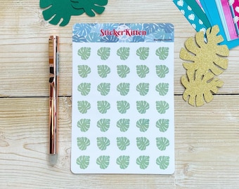 Monstera Leaf Stickers - Cute Jungle Rainforest Plants - Planner Stickers by StickerKitten UK
