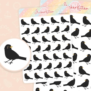 Amsel Aufkleber - Niedliche Vogel Planner Aufkleber, Garten Vogel Aufkleber, Britische Vogel Aufkleber von StickerKitten UK