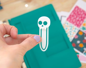 Skull Planner Clip - 3D-Printed Eco PLA Journal Page Marker, Bookmark, Paper Clip