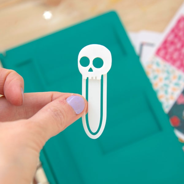 Skull Planner Clip - 3D-Printed Eco PLA Journal Page Marker, Bookmark, Paper Clip