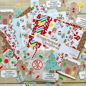 Lebkuchen-Weihnachts-Papierkunst-Bundle – Weihnachts-Bastelset mit 6x6-Papier-Packung und Ephemera Karten-Topper – Niedliches Weihnachtskarten-Set