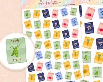 Seed Packet Stickers - Cute Gardening Planner Stickers, Grow Your Own Stickers, Garden Stickers, Fruit & Veg Stickers by StickerKitten UK