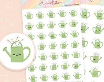 Watering Can Stickers - Cute Gardening Planner Stickers, Water Plants Stickers by StickerKitten UK